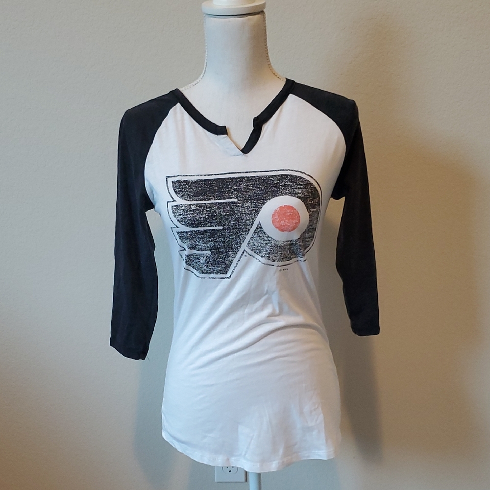 (3 For $20) NHL Philadelphia Flyers Women's White Baseball Tee